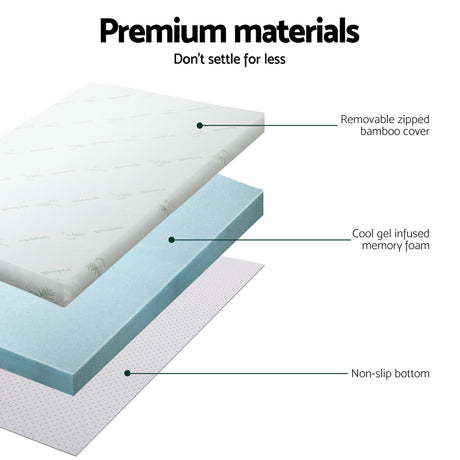 Giselle Bedding 5cm Cool Gel Memory Foam Topper — King Single — Allure Home Collections