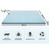Giselle Bedding 5cm Cool Gel Memory Foam Topper — Single, Pressure Relief — Allure Home Collections