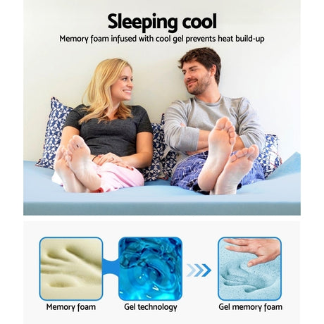 Giselle Bedding 5cm Cool Gel Memory Foam Topper — Single, Pressure Relief — Allure Home Collections