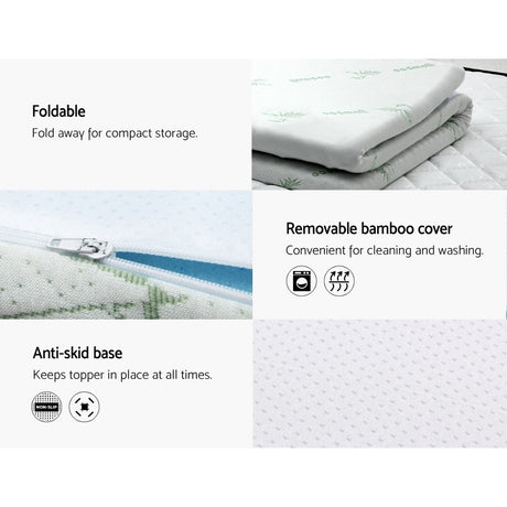 Giselle Bedding 5cm Cool Gel Memory Foam Topper — Single, Pressure Relief — Allure Home Collections