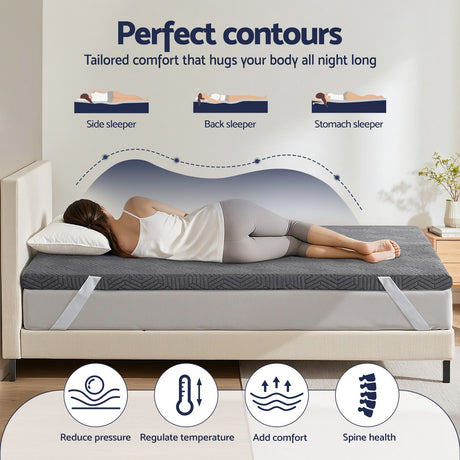 Giselle 8cm Dual-Layer Gel Memory Foam Mattress Topper — Even Weight Distribution — Allure Home Collections