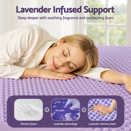 Giselle 5cm Lavender-Infused Egg Crate Memory Foam Topper — Double — Allure Home Collections