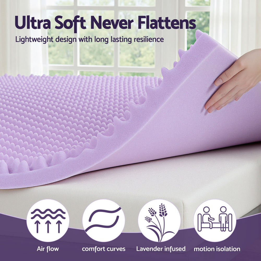 Giselle 5cm Lavender-Infused Egg Crate Memory Foam Topper — Double — Allure Home Collections
