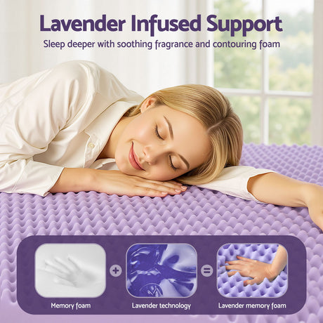 Giselle 5cm Lavender-Infused Egg Crate Memory Foam Mattress Topper — Allure Home Collections