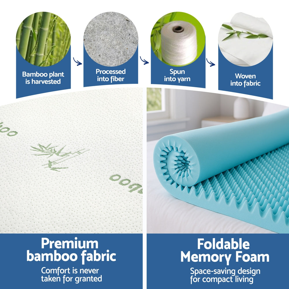 Giselle 8cm Cool Gel Egg Crate Memory Foam Topper — Double, Bamboo Cover — Allure Home Collections