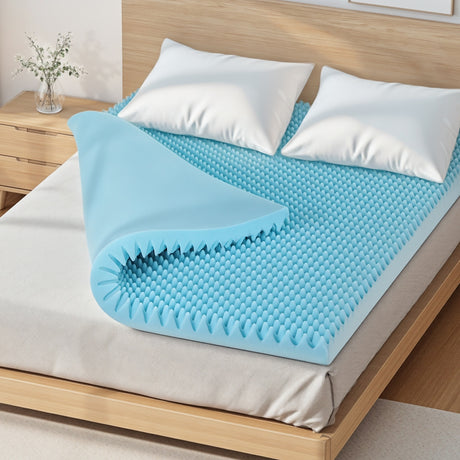 Giselle 8cm Cool Gel Egg Crate Memory Foam Topper — Double, Bamboo Cover — Allure Home Collections