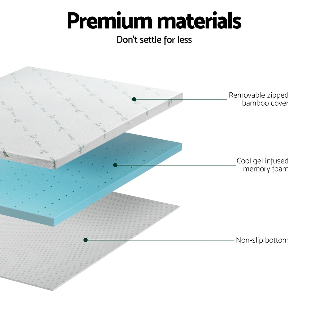 Giselle Bedding 5cm Ventilated Cool Gel Memory Foam Topper — King Single — Allure Home Collections