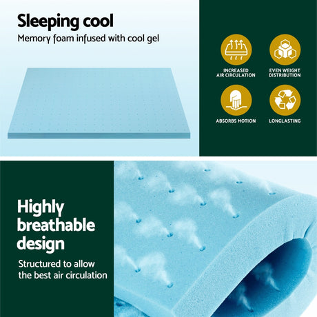 Giselle Bedding 8cm Ventilated Cool Gel Memory Foam Topper — Queen — Allure Home Collections