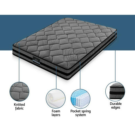 Giselle Bedding 22cm Medium Firm 5-Zone EvenZon Pocket Spring Mattress — Belgium Knitted — Allure Home Collections