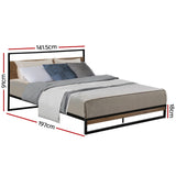 Artiss DANE double metal bed frame side profile showing 91cm height — Allure Home Collections