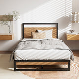 Artiss DANE black industrial king single bed frame styled in bedroom — Allure Home Collections