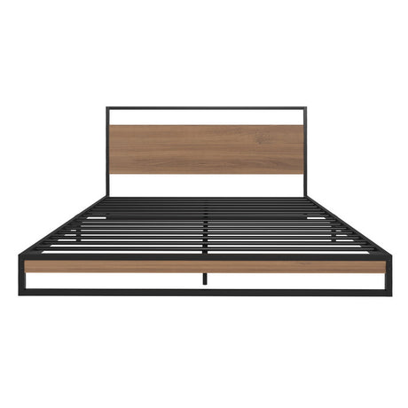 Artiss DANE queen metal bed frame with mattress side profile — Allure Home Collections