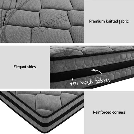 Artiss DANE black industrial queen bed frame with mattress styled in bedroom — Allure Home Collections