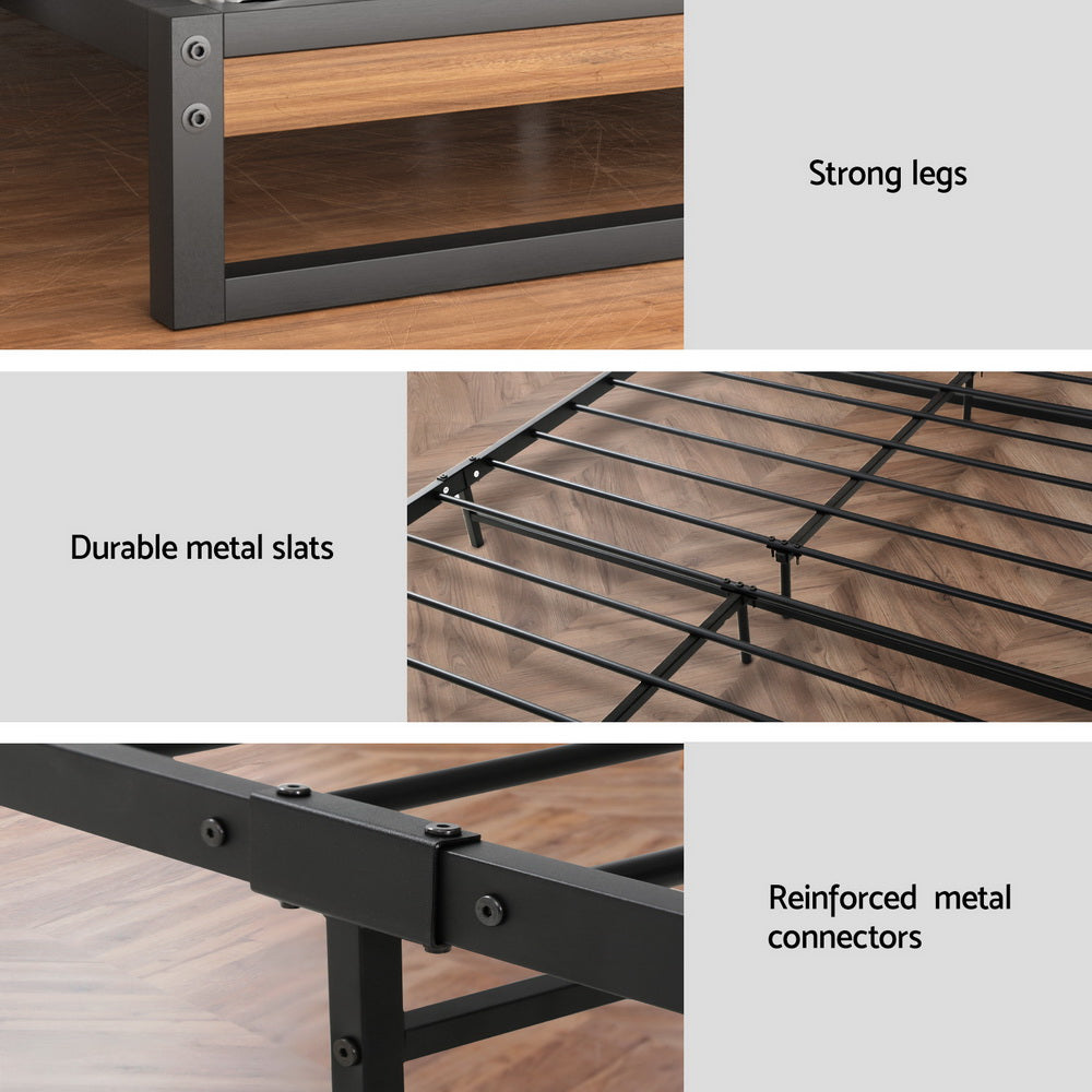 Artiss DANE bed frame showing Giselle Wendell pocket spring mattress detail — Allure Home Collections