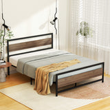Artiss DREW double metal platform bed frame in black — full front view — Allure Home Collections