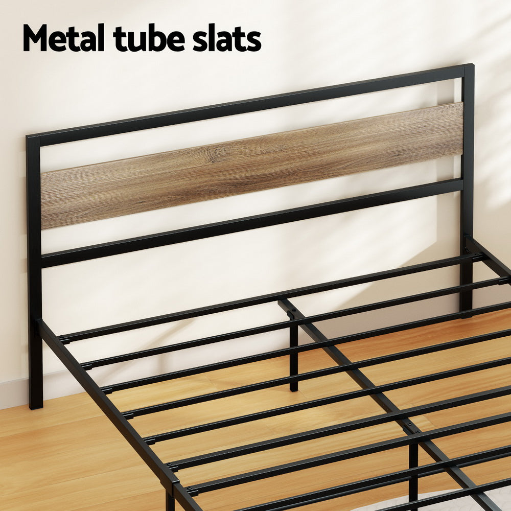 Artiss DREW double metal bed frame from foot end — Allure Home Collections