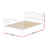 Artiss GROA double white metal bed frame headboard close-up — Allure Home Collections