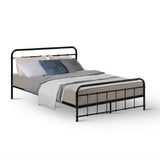 Artiss LEO double black metal bed frame showing 190 x 137cm Australian mattress fit — Allure Home Collections