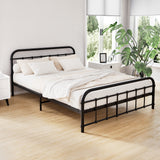 Artiss LEO double metal bed frame in black country-style design — full front view — Allure Home Collections