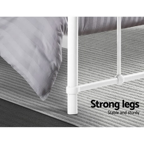 Artiss LEO white metal double bed frame showing powder-coated finish — Allure Home Collections