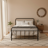 Novara Black King Single bed frame in a modern bedroom