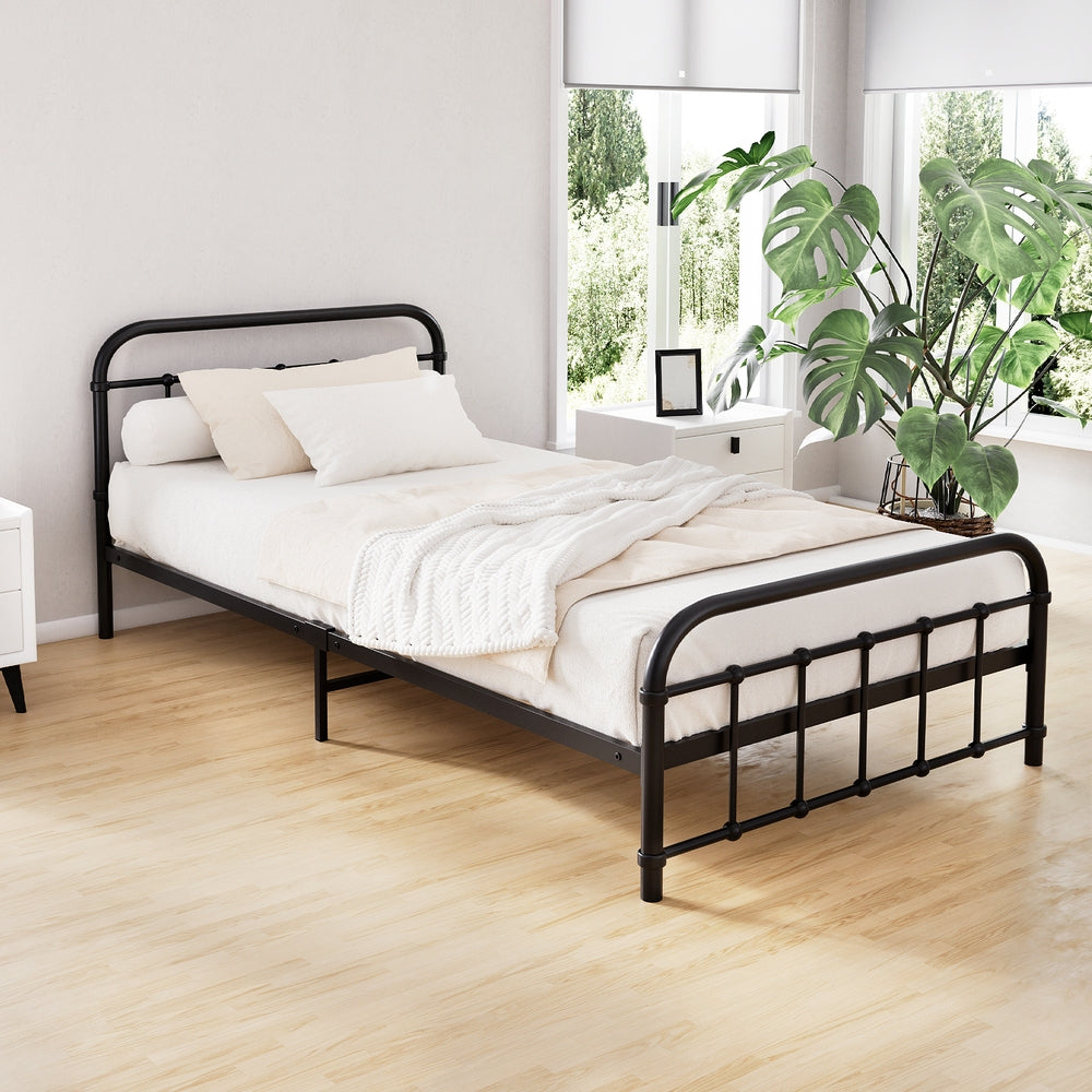 Artiss LEO king single metal bed frame in black country-style design — Allure Home Collections