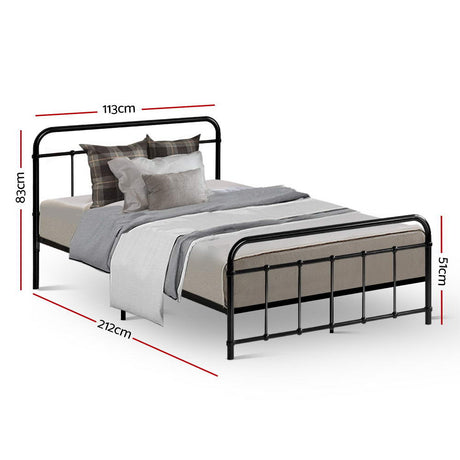 Artiss LEO bed frame black headboard close-up showing country-style detailing — Allure Home Collections