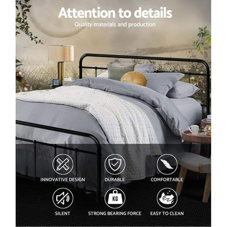 Novara Queen Metal Bed Frame, Black
