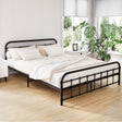 Cremorne queen metal bed in black with a country style design in a contemporary bedroom