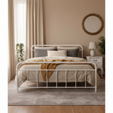 Novara White Queen bed frame in a modern bedroom