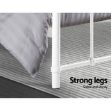 Artiss LEO white metal bed frame metal tube slat base detail — Allure Home Collections