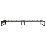 Artiss OSLO double metal bed frame close-up showing steel and dark MDF detail — Allure Home Collections