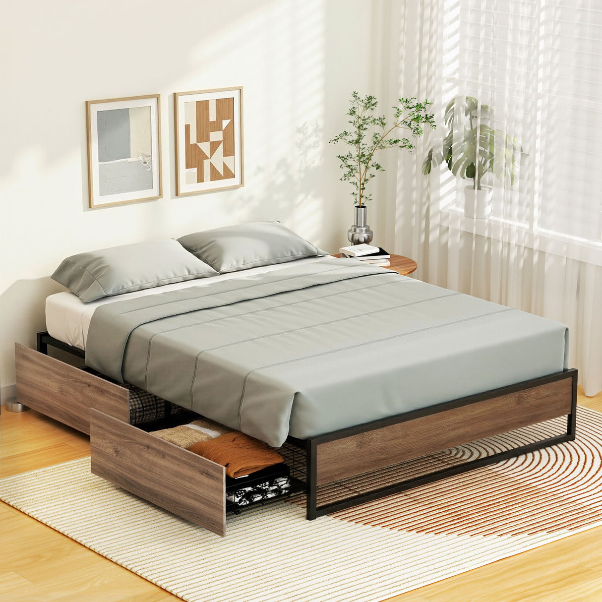 Vercelli Black Double bed frame in a modern bedroom