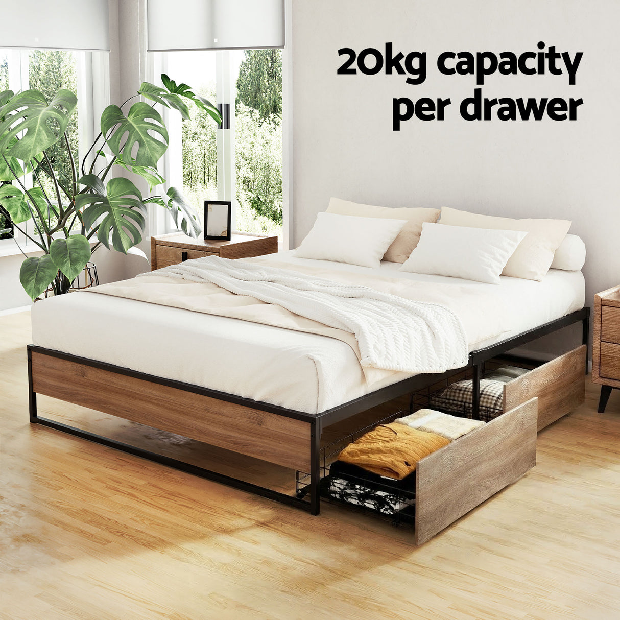Vercelli Double Metal Bed Frame, Black
