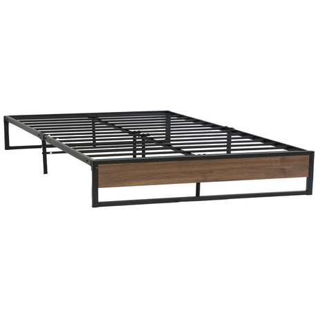 Artiss OSLO black and dark wood queen bed frame showing 300kg capacity — Allure Home Collections