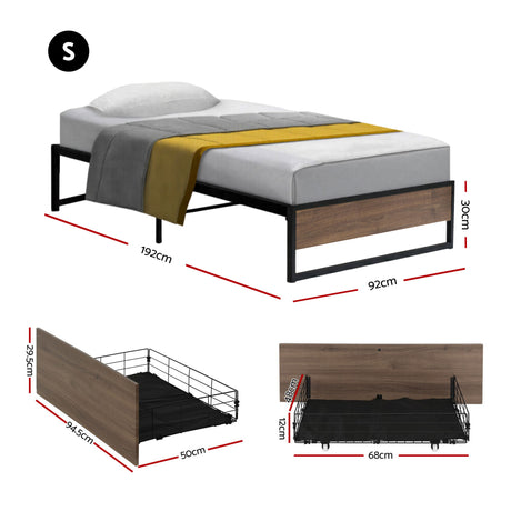Vercelli Single Metal Bed Frame, Black