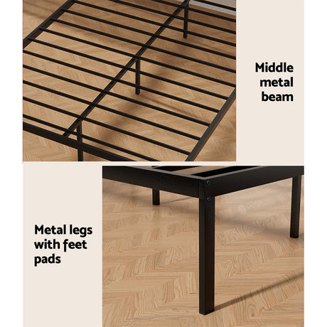 Artiss PAULA double metal bed frame from foot end — Allure Home Collections
