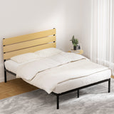 Artiss PAULA queen metal platform bed frame in black — full front view — Allure Home Collections
