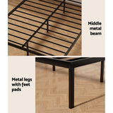 Artiss PAULA black metal bed frame styled in bedroom — Allure Home Collections