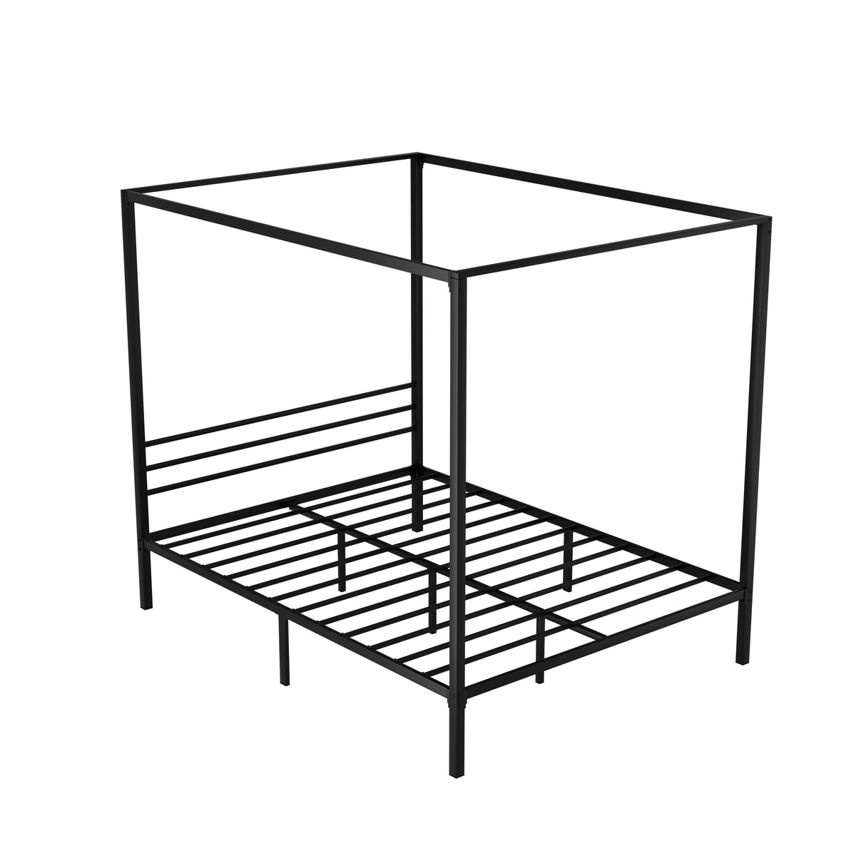 Artiss POCHY black canopy queen bed frame showing modern silhouette — Allure Home Collections