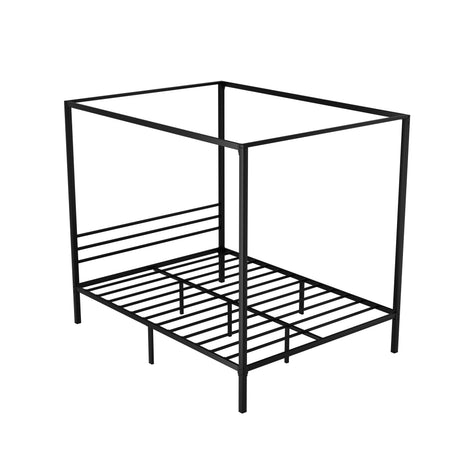 Artiss POCHY black canopy queen bed frame showing modern silhouette — Allure Home Collections