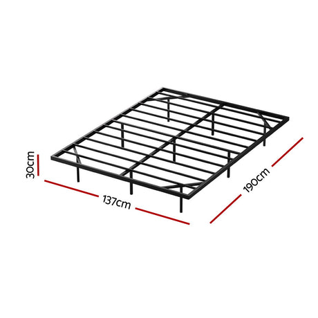 Artiss double floating metal LED bed frame side profile showing 26cm clearance — Allure Home Collections