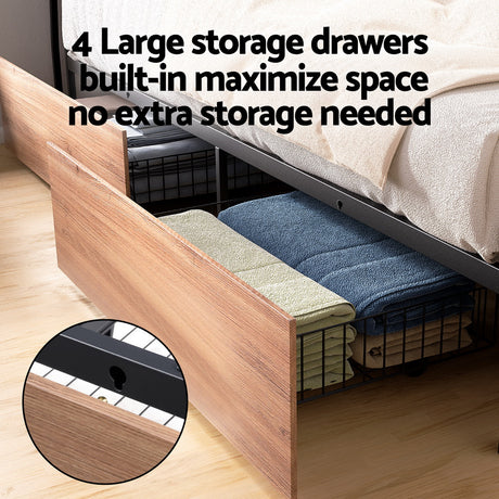 Artiss SKY double LED bed frame RGB lighting detail — Allure Home Collections