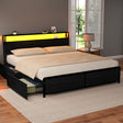 Monaco King Metal Storage Bed, LED