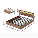Artiss SKY bed frame 2-tier storage headboard with AC outlets and USB ports close-up — Allure Home Collections