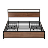 Artiss SKY bed frame showing 4 storage drawers open — Allure Home Collections