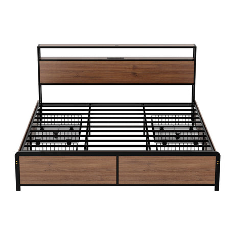 Artiss SKY bed frame showing 4 storage drawers open — Allure Home Collections