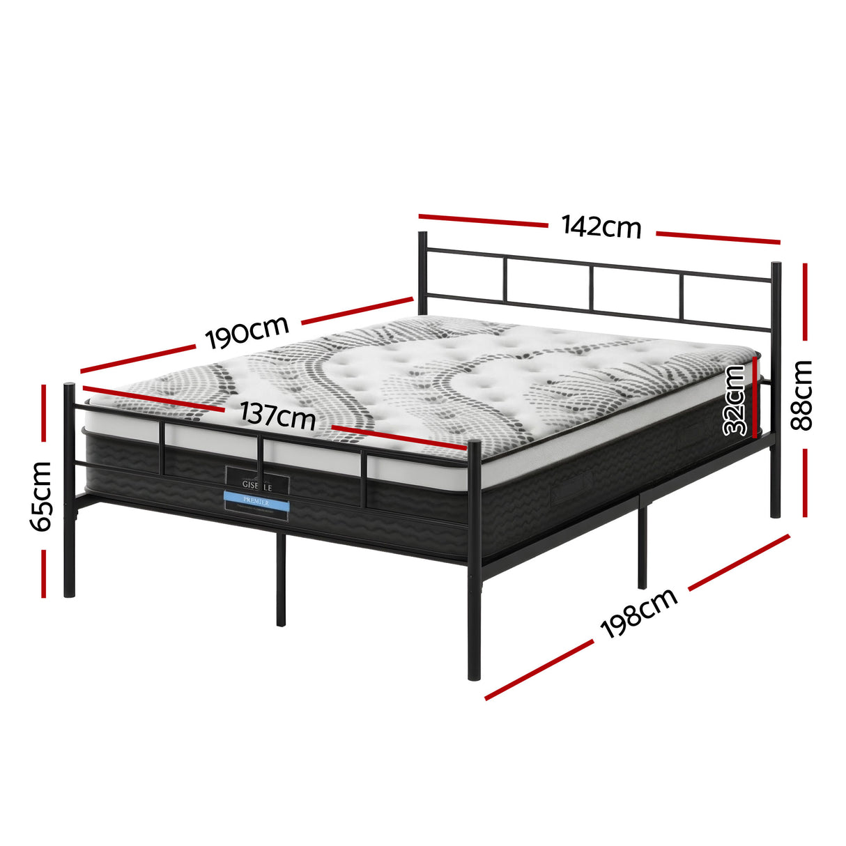 Alessandria Double Metal Bed Frame, Black