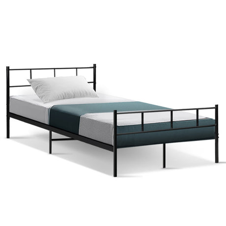 Artiss SOL king single metal bed frame showing 300kg capacity — Allure Home Collections