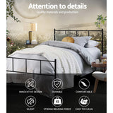 Artiss SOL black king single metal bed frame styled in bedroom — Allure Home Collections